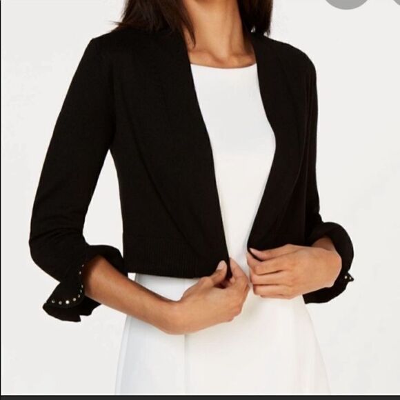 Calvin Klein Sweaters - CALVIN KLEIN Cardigan w Fun Bell Sleeves and Gold Detailing